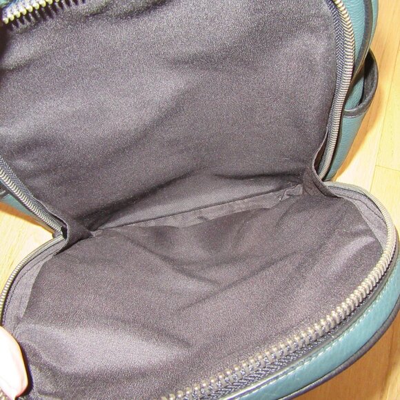 COACH PEBBLED LEATHER BACKPACK/EMBOSSED/GREEN & BLACK/HANG TAG! - Picture 11 of 13